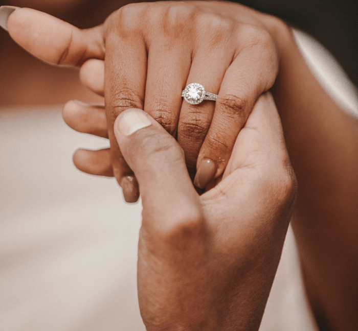 image of wedding ring on female finger